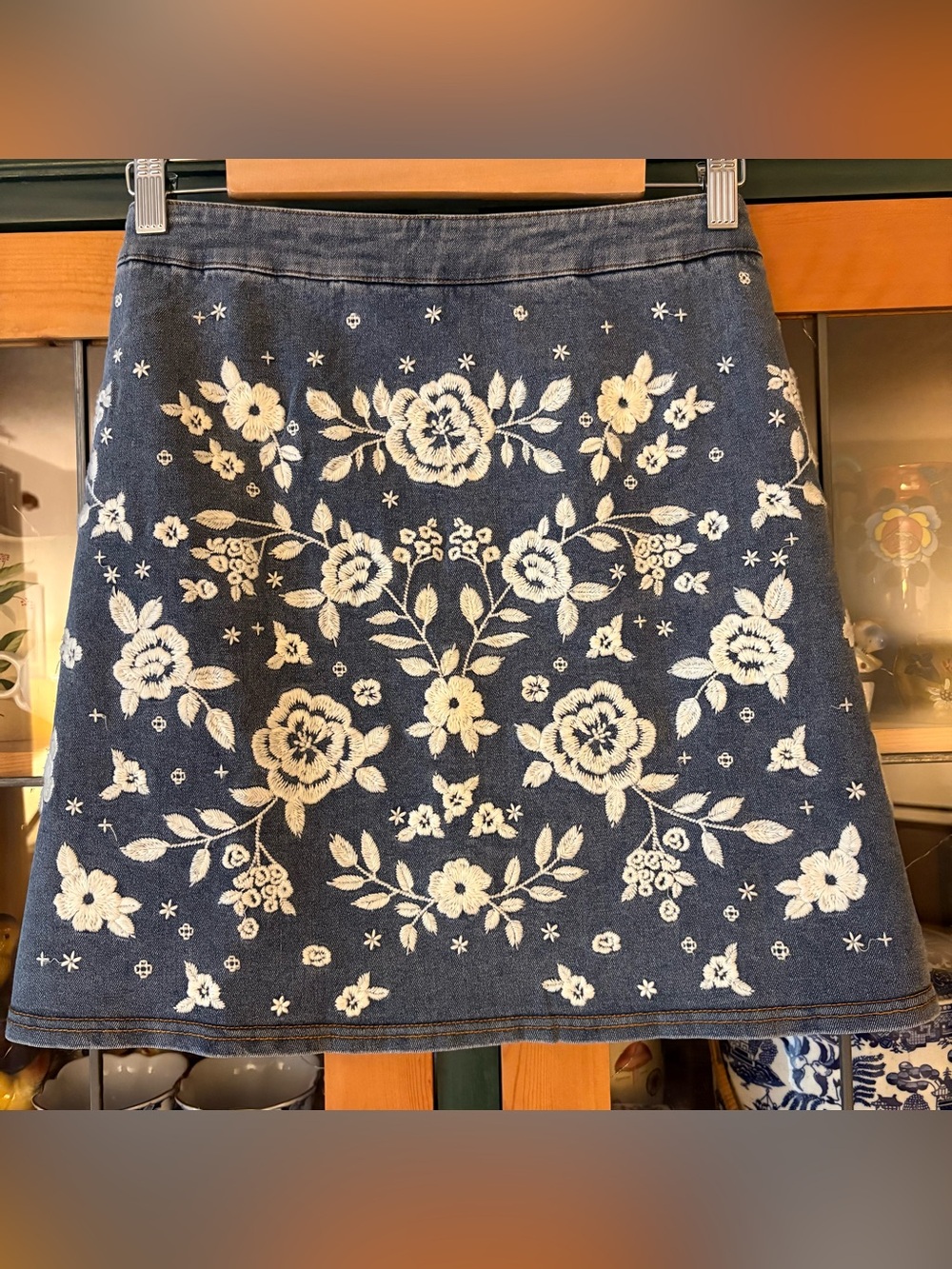 Savanna Jane Sz. 1X Floral Embroidered Denim
Skirt-NWT